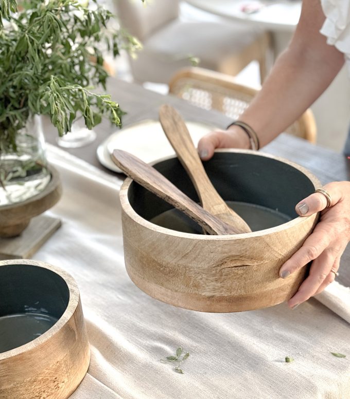 Cuenco Recto En Madera Esmaltado